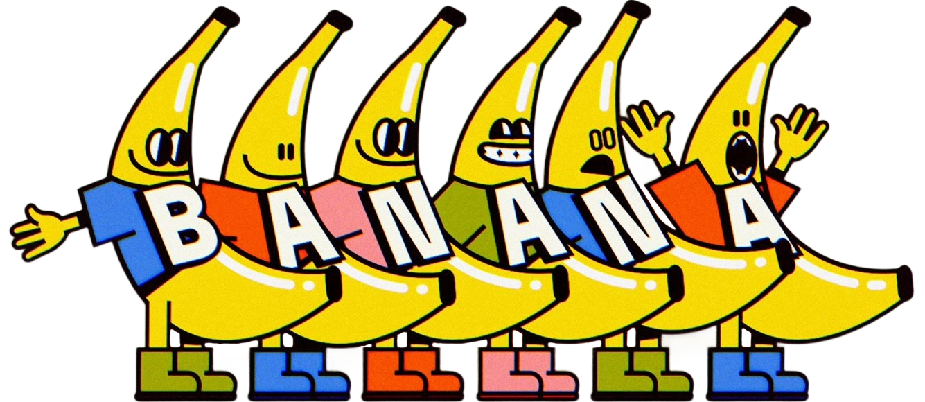 Bananas standing in a row wearing shirts
